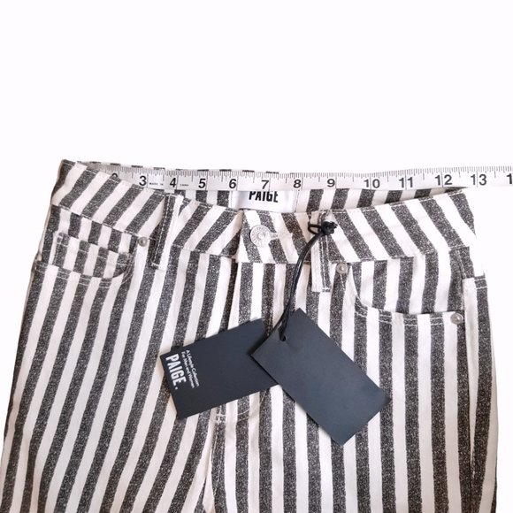 PAIGE NWT Atley Stripe High Rise Ankle Flare Crop SZ 25 - Picture 7 of 10